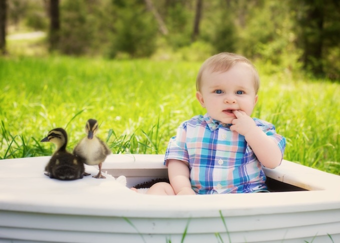 sweet baby boy with ducks